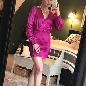*BRAND NEW* Satin Magenta Long-Sleeve Mini Dress!